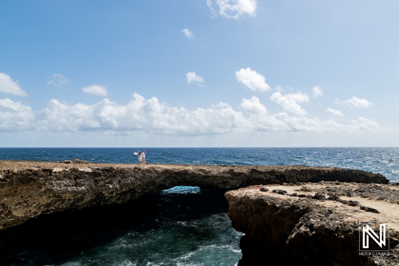 Stunning trash the dress session at Shete Boka National Park in Curacao capturing moments by the sea
