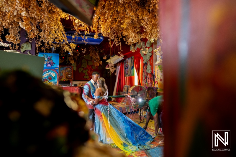 Capturing post-wedding memories in Curacao with a colorful Trash the Dress experience