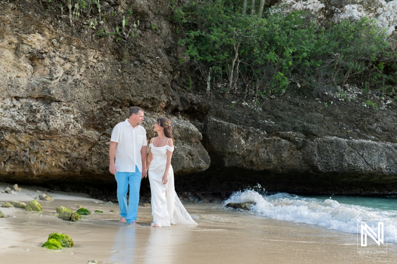 Vow renewal ceremony on the picturesque shores of Curacao captures love's promise amidst nature's beauty