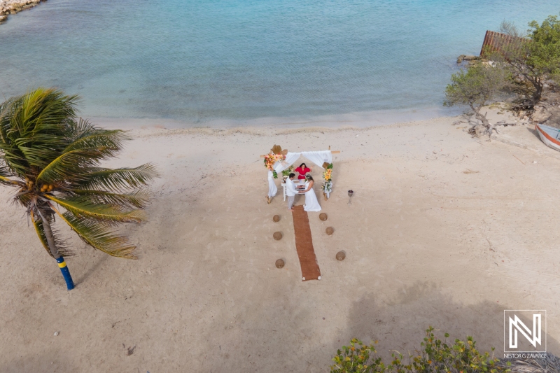 Vow renewal ceremony drone view