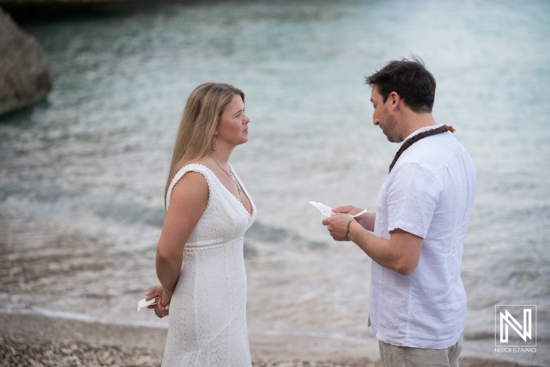 Vow renewal ceremony at Playa Jeremi in Curacao with couples celebrating love by the sea