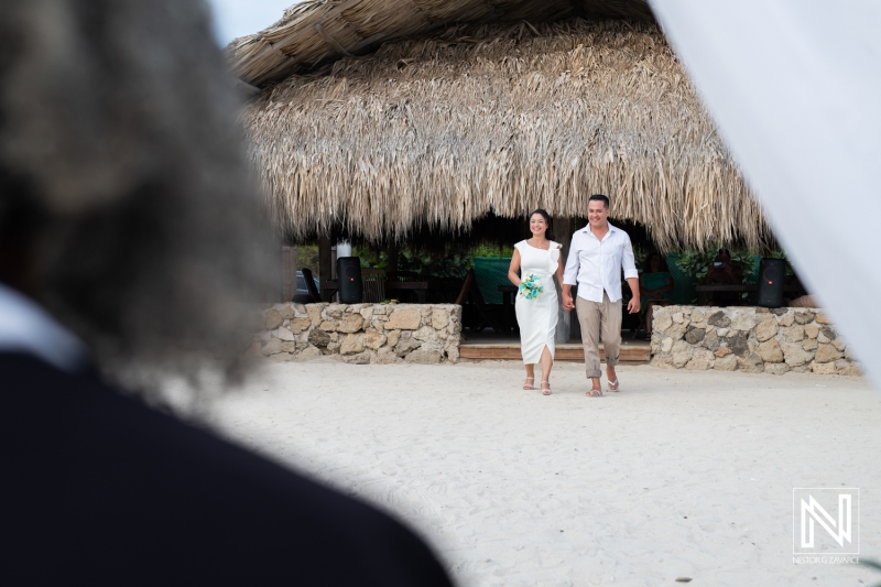 Couple walking down the aisle