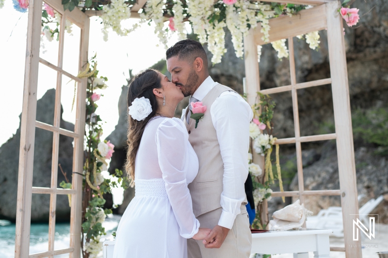 Bride and Groom kiss