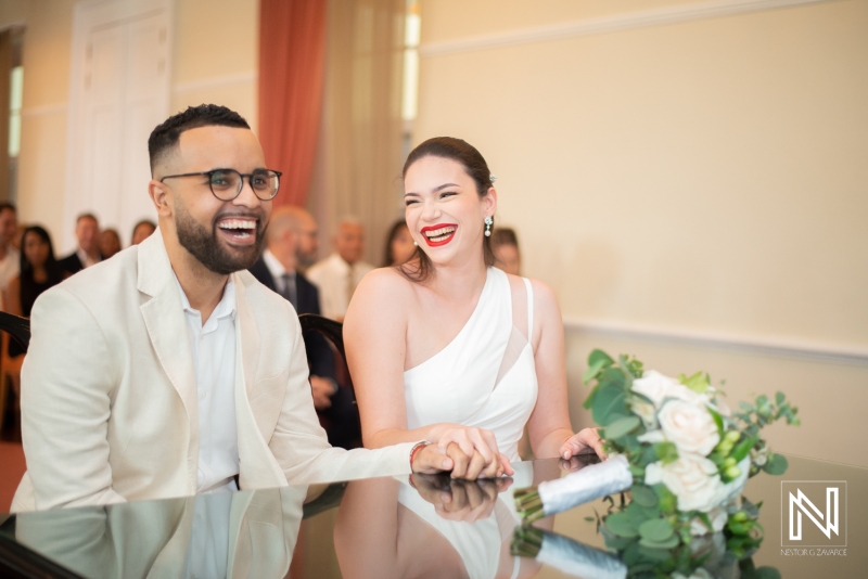 Couple smiling