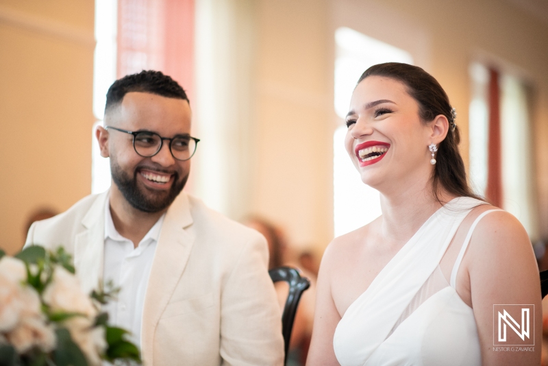 Couple smiling