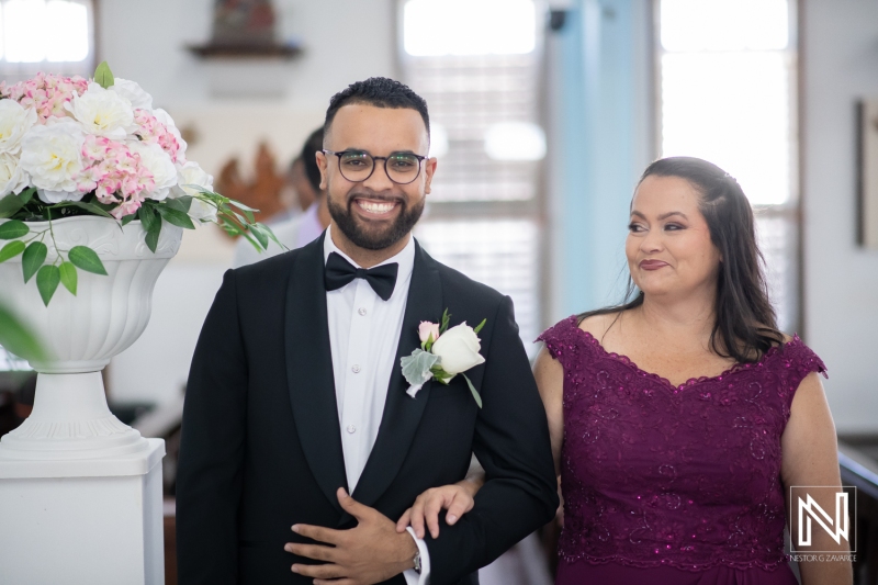 Groom walking down the isle