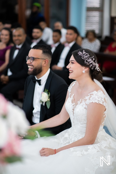 Bride and Groom laugh