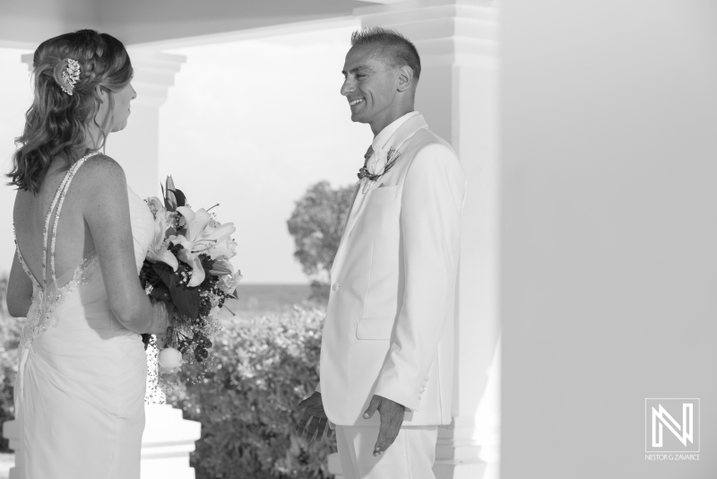 Bride and groom first look