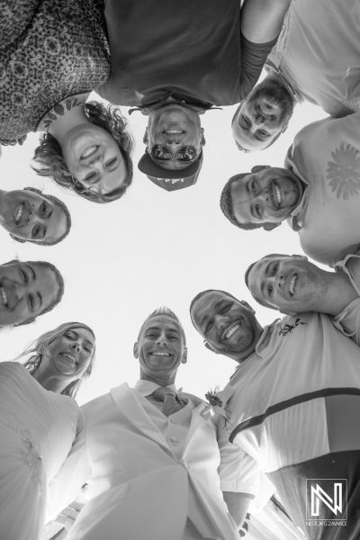 Bride and groom with their Curacao wedding vendors