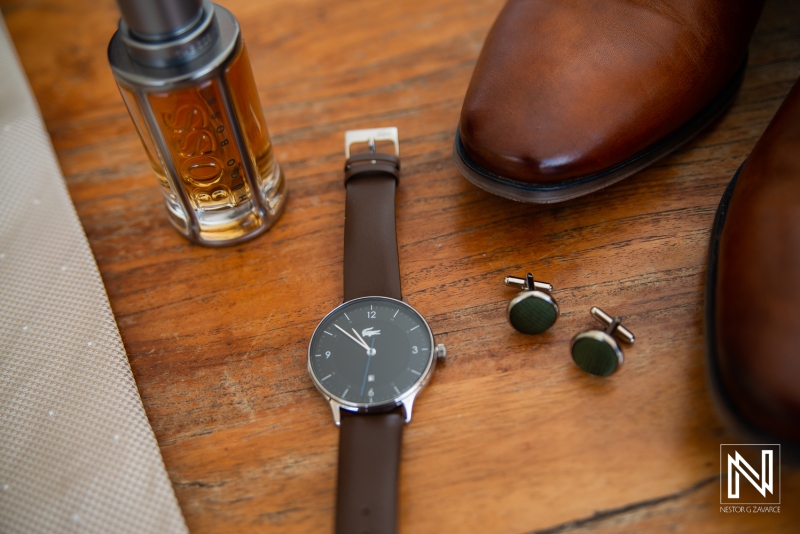 Groom's watch and shoes