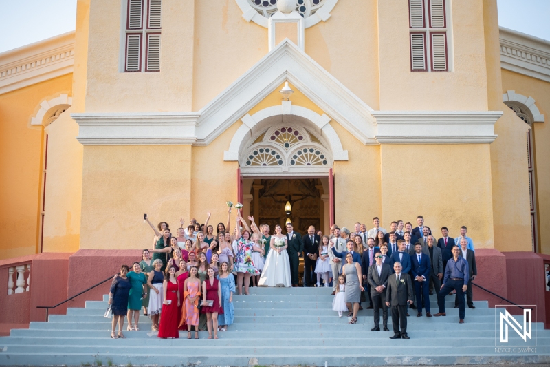 Bridal party at the entrance of the church