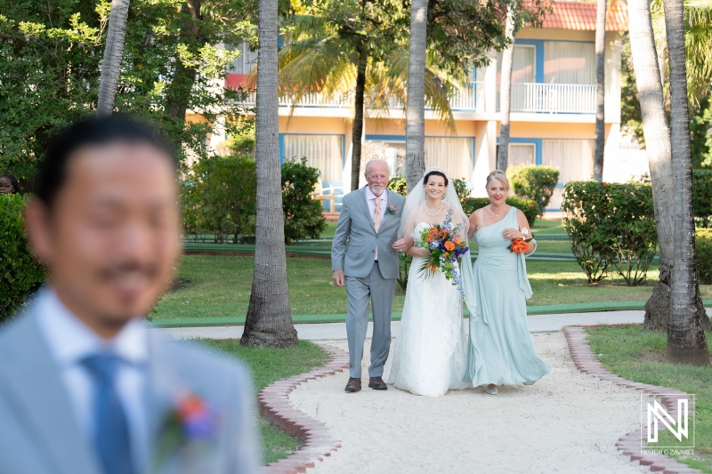 Bride walking down the aisle