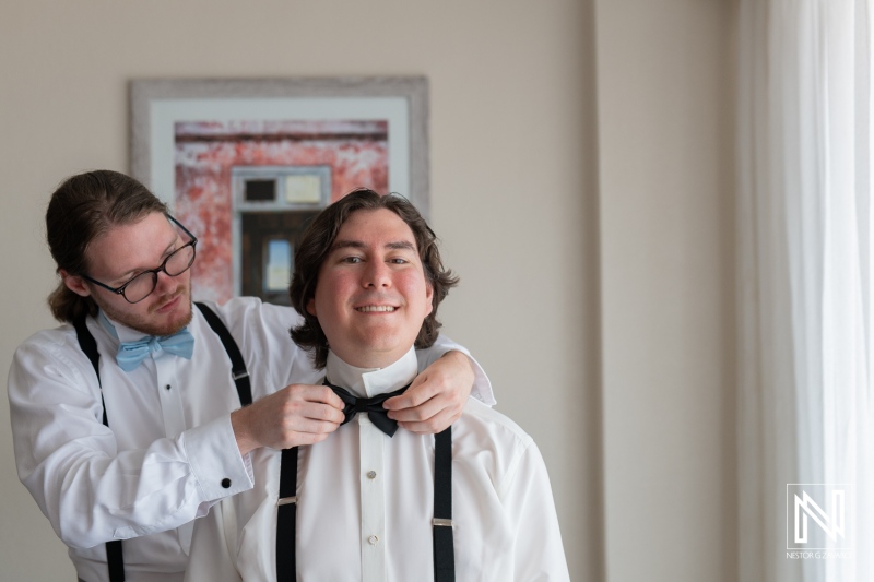 Groom getting ready