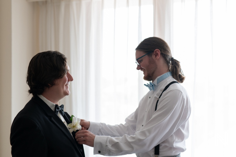 Groom getting ready