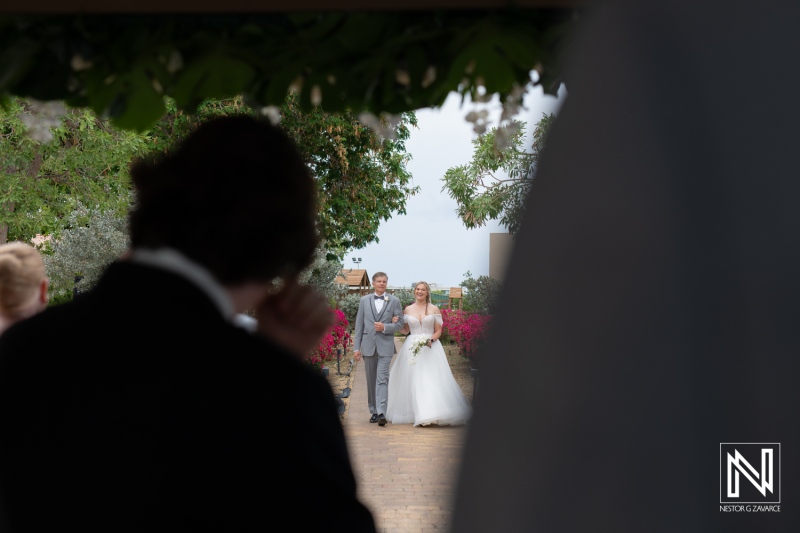 Bride walking down the aisle