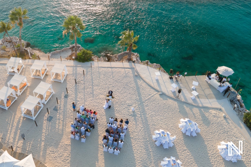 Wedding ceremony drone shot