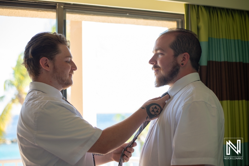 Groom getting ready