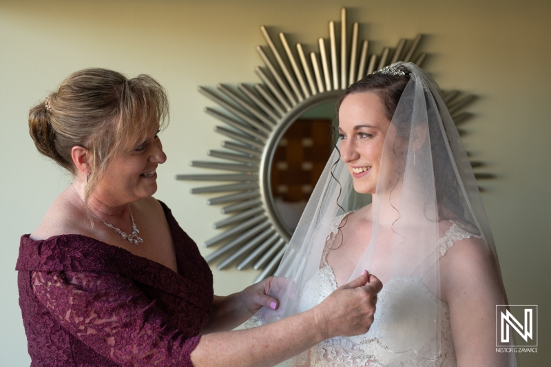 Bride getting ready with mom