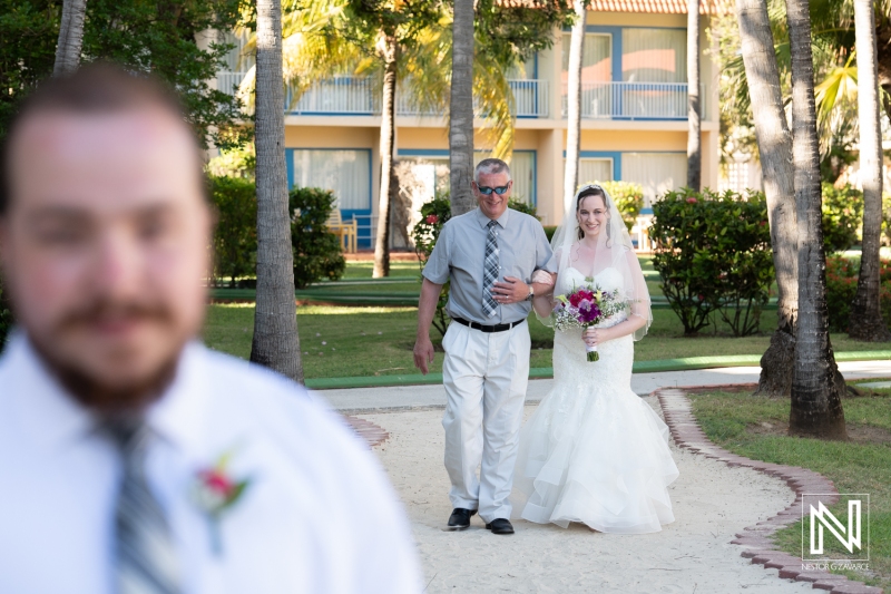 Bride walking down the aisle