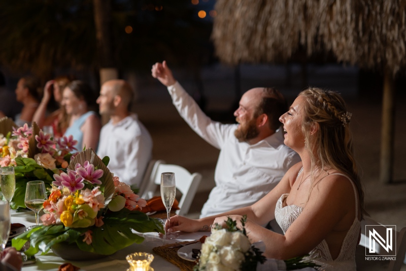 Wedding celebration at The Rif in Mangrove Beach, Curacao, featuring joyful experiences and beautiful decorations