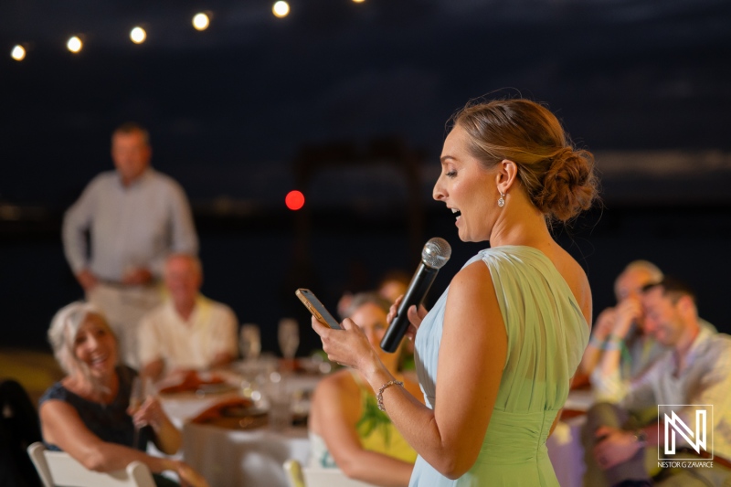 Celebration of love and laughter at a wedding reception in Curacao at The Rif at Mangrove Beach Corendon