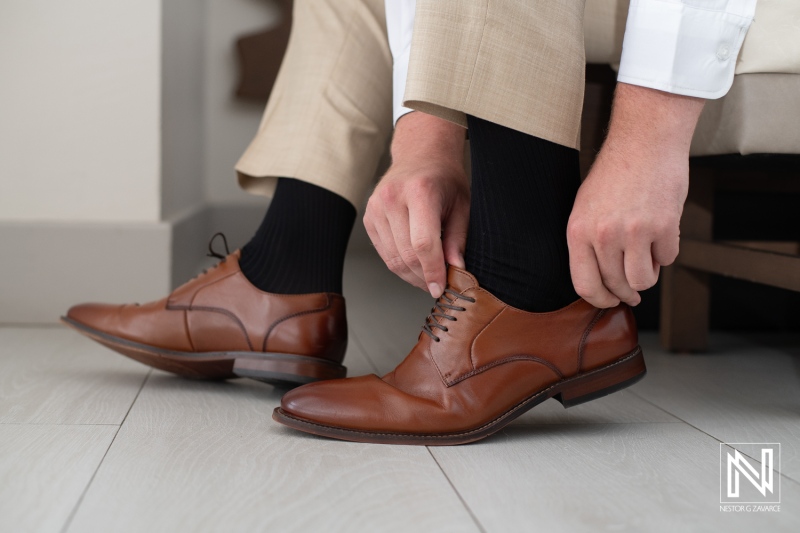 Groom getting ready