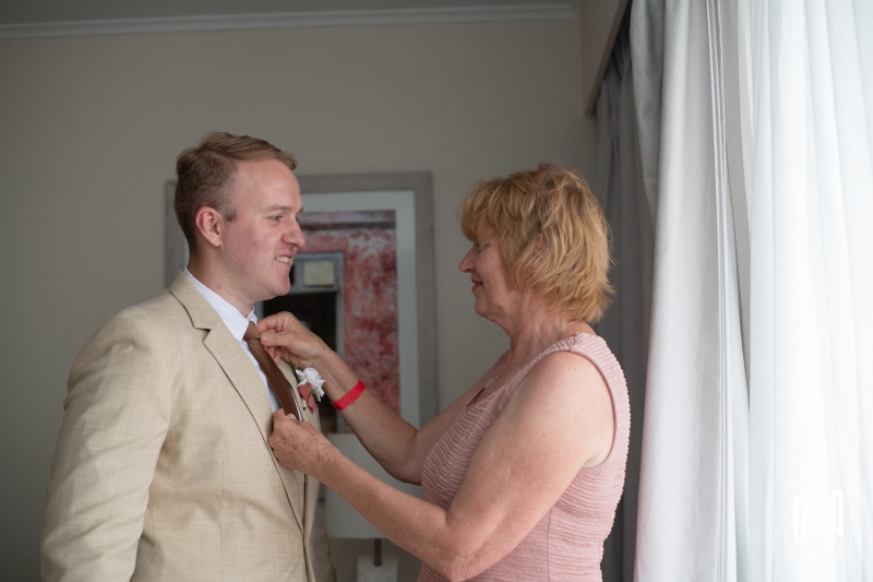 Groom getting ready