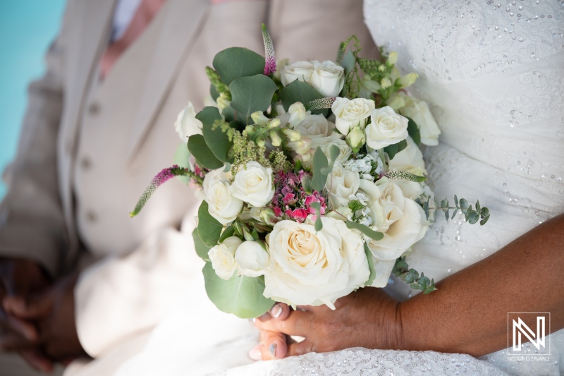 Wedding ceremony at Karakter in Curacao celebrates love and joy with a beautiful bouquet