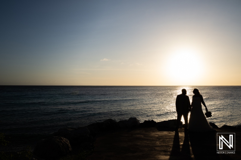 Wedding ceremony at Karakter in Curacao during sunset