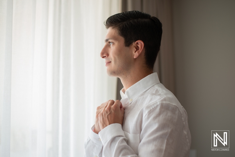 Groom getting ready