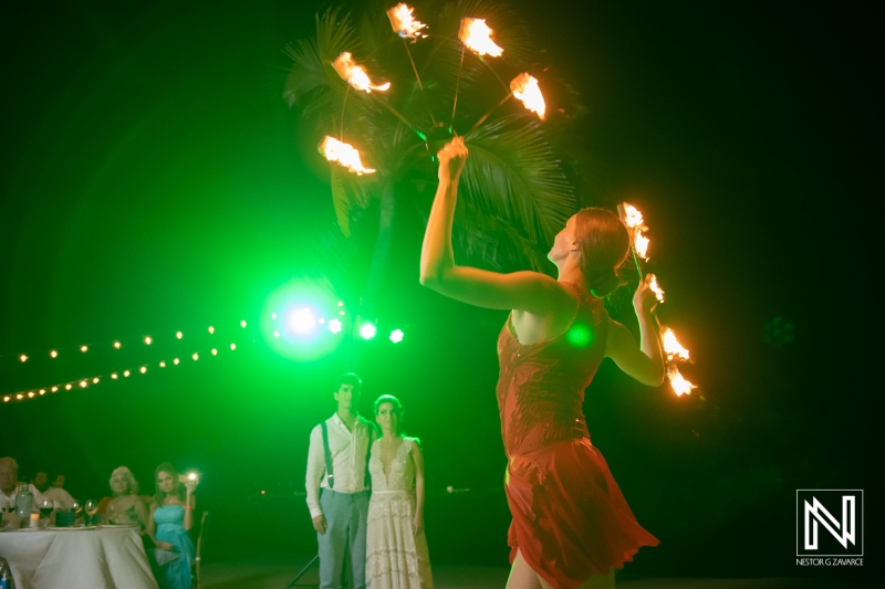 Fire dancers show