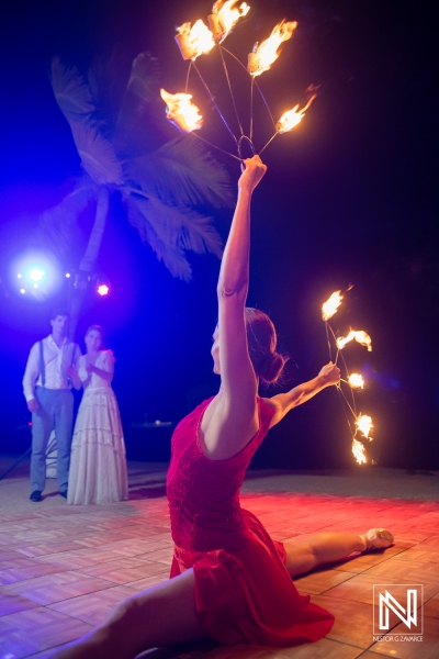 Fire dancers show
