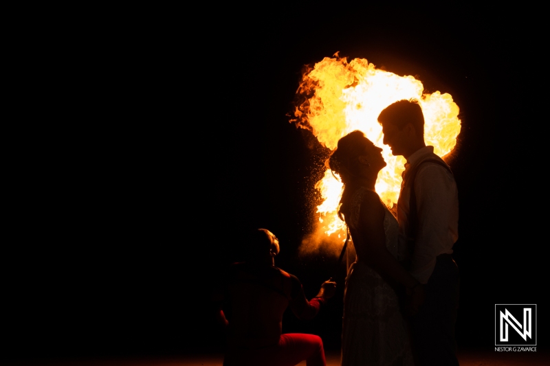 Fire dancers show