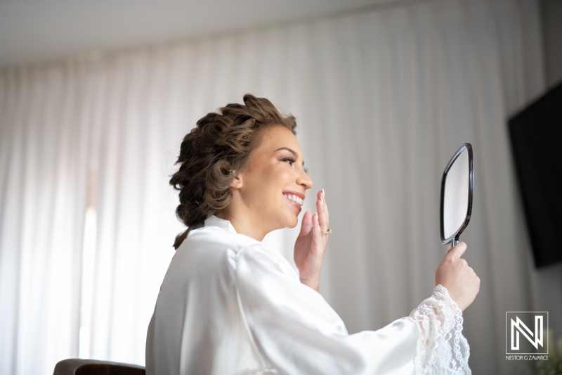 Bride's reaction with the makeup