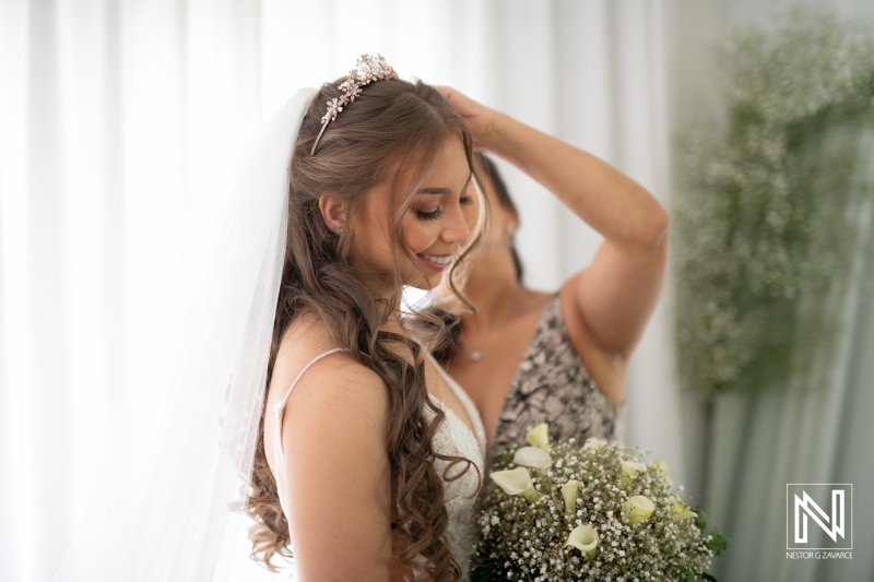 Bride wearing the veil