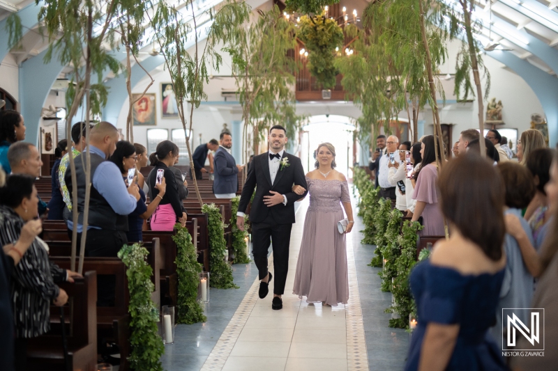 Groom walking down the isle