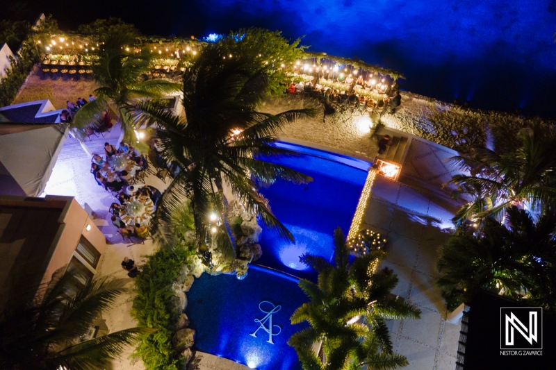 Reception decor drone shot