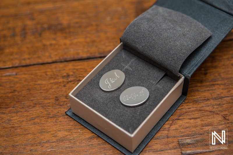 Wedding Cufflinks in a grey box