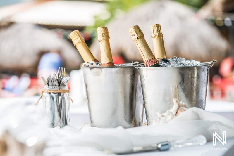 Champagne bottles in coolers