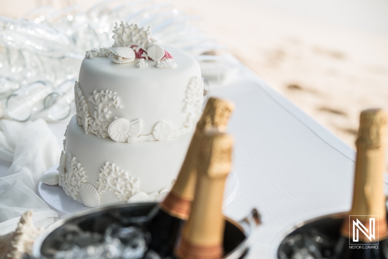 Beach wedding cake