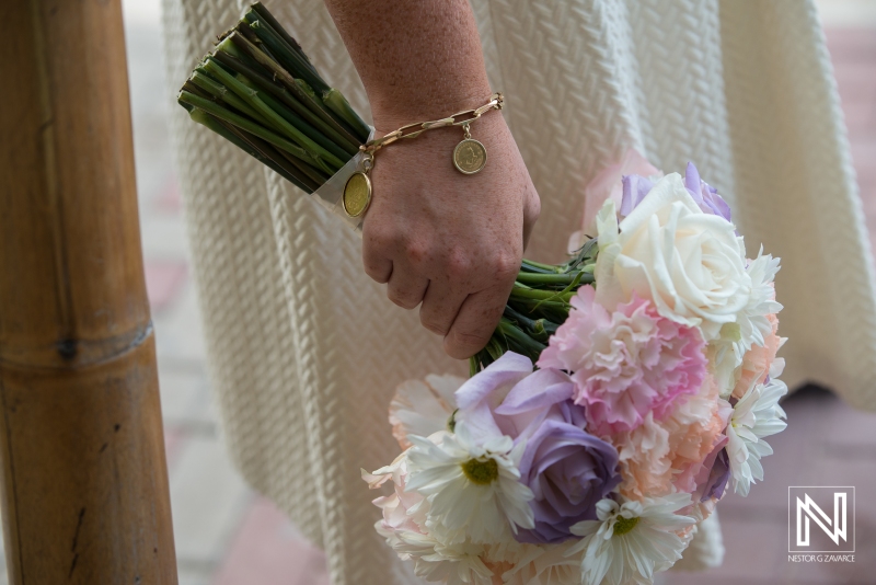 Bride holding her flower bouquet