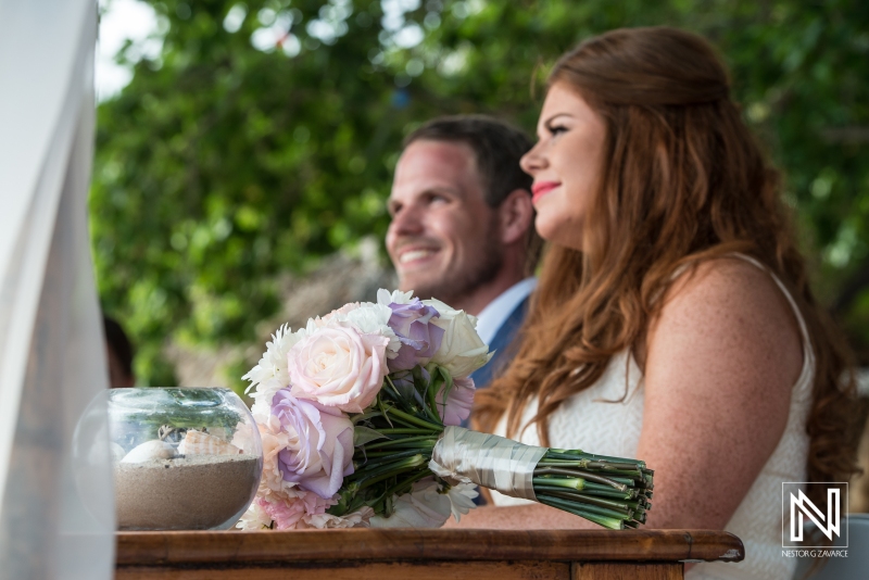 Bride and groom in the wedding ceremony
