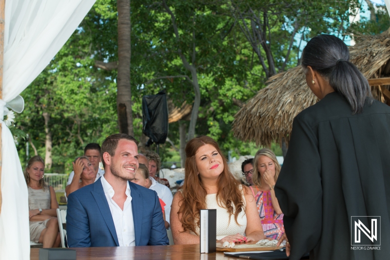 Bride and groom in the wedding ceremony