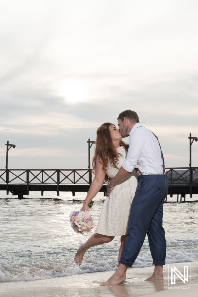 Bride and groom photoshoot on the beach