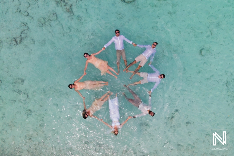 Bride and groom photoshoot drone shot
