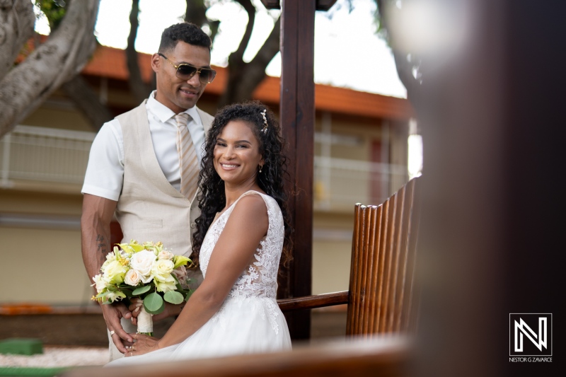 Couple celebrates their wedding at Sunscape Curacao Resort under the beautiful tropical sun