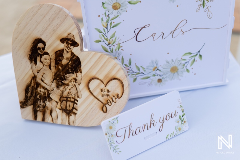 Unique wedding keepsake displayed at Sunscape Curacao Resort, capturing love and gratitude in a tropical paradise