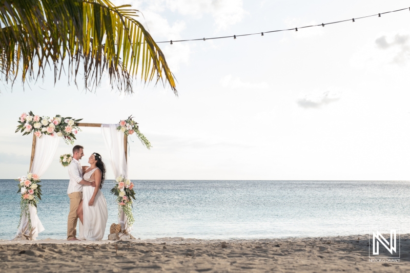 Couple at the ceremony setup