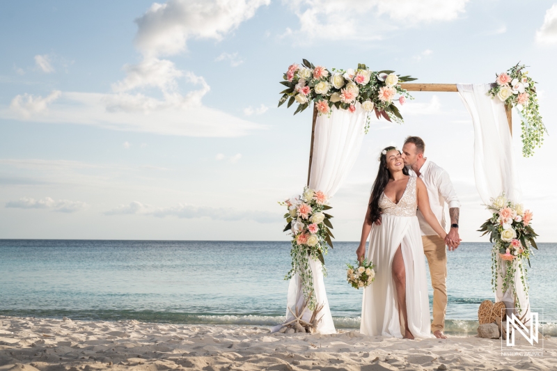 Couple at the ceremony setup