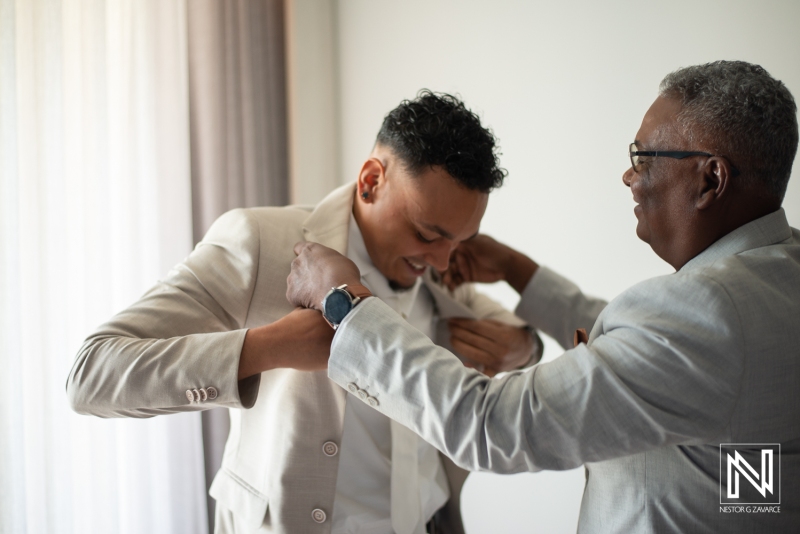 Groom getting ready